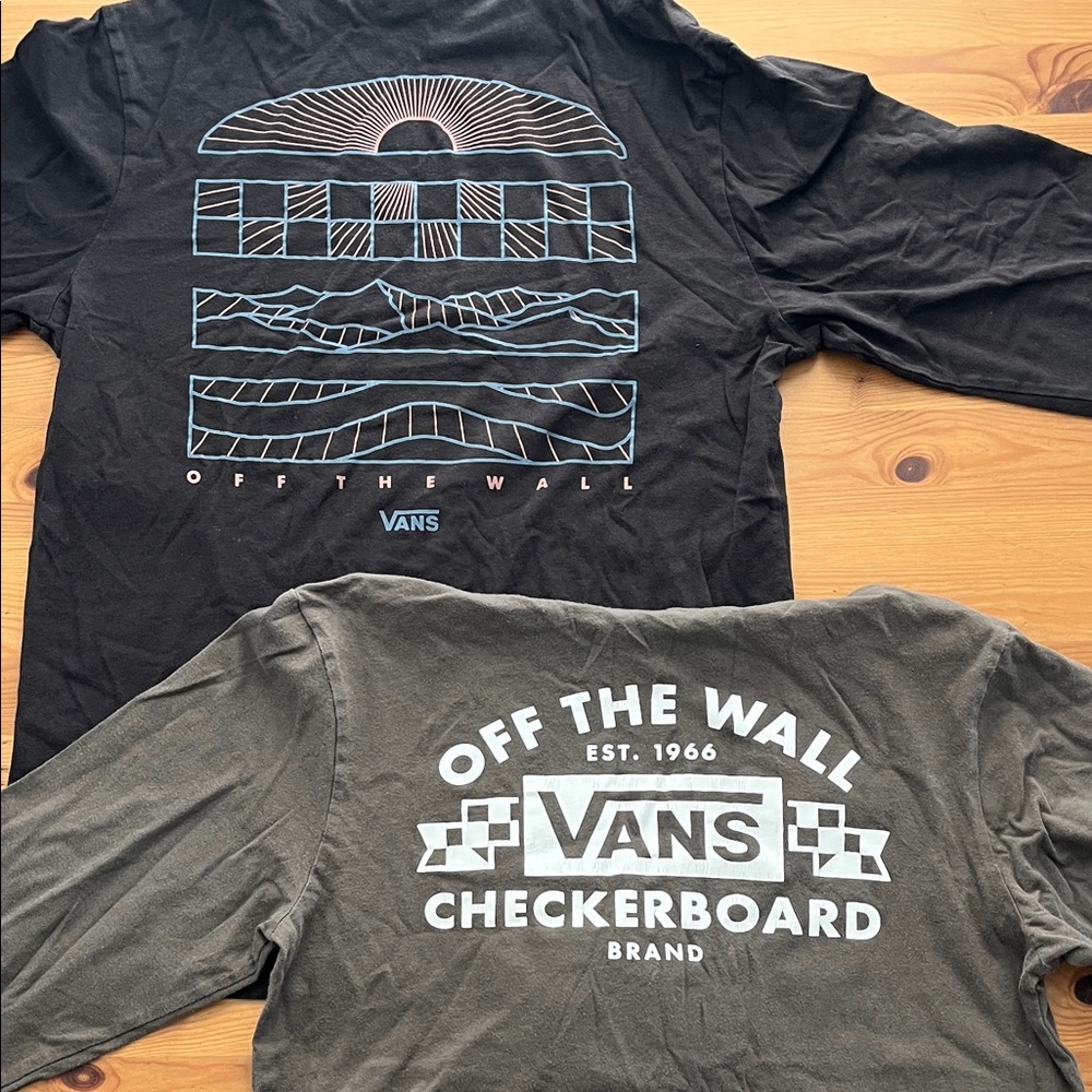 Vans Kids Black and Green Long Sleeve Tees